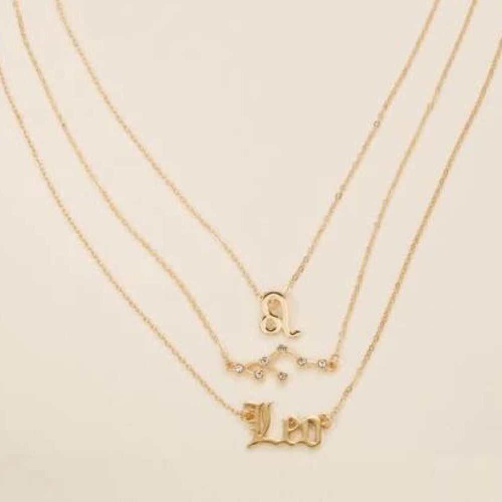 3pc Leo Zodiac Golden Necklace - Picture 3 of 3
